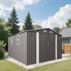 Vynxaria 10x12FT Large Outdoor Metal Storage Shed, Waterproof Tool Shed with Double Door & Two Windows for Backyard/Patio/Poolside, Grey - 4 of 4