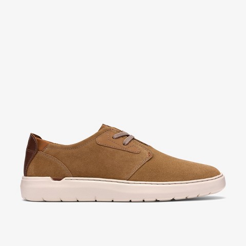 Clarks Mens Flexwell Tie Sand Suede Shoes 9.5 Medium