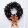 Northlight Pre-Lit Noble Spruce Artificial Halloween Wreath - 24" - Black - Orange Lights - 2 of 4