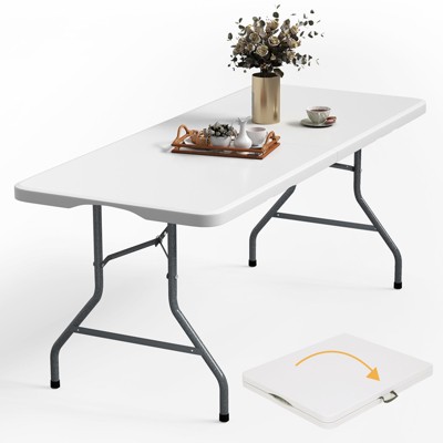 SKONYON 6ft Folding Table Portable Fold-in-Half Table Heavy-Duty