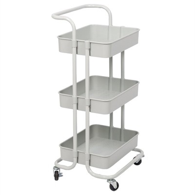 3 Tier Mobile Storage Caddy in Silver Gray-Pemberly Row