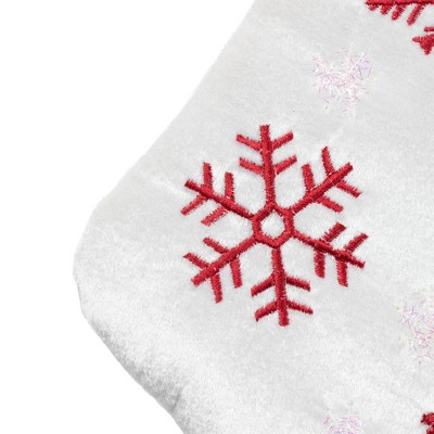 19'' Red and White Velvet Snowflake Christmas Stocking