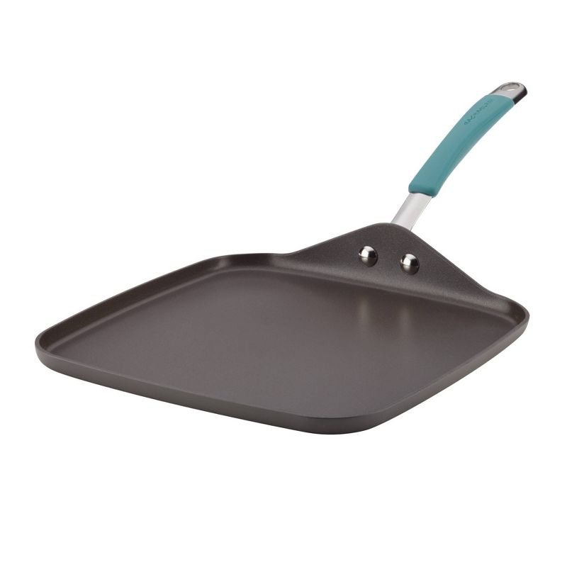Rachael Ray Cucina Hard Anodized 11&#34; Square Shallow Griddle Agave Blue Handle, 1 of 9