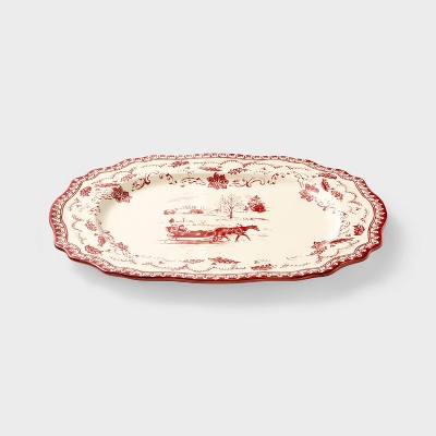 Stoneware Oval Serving Platter - Threshold™ designed with Studio McGee: Multicolor, Microwave & Dishwasher-Safe, 12.75"x16.5"