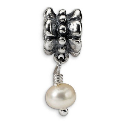 Black Bow Jewelry 6mm FW Cultured White Pearl & Sterling Silver Bead Charm