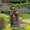LuxenHome 23" H Bowls and Bricks Resin Outdoor Fountain with Lights Brown - 4 of 4