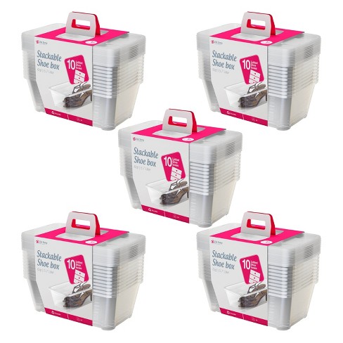 4 Pack Storage Shoe Box, Stackable Storage Bins Shoe Container