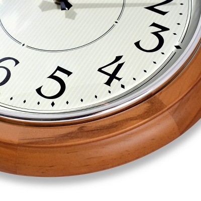 12.5" Natural Wood Wall Clock with Quiet Sweep Movement