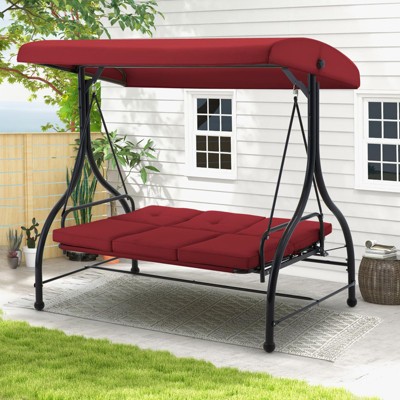 Anybear Red Outdoor Reclining Swing