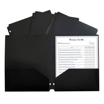 C-Line Two-Pocket Heavyweight Poly Portfolio Folder with Three-Hole Punch, Black, Each