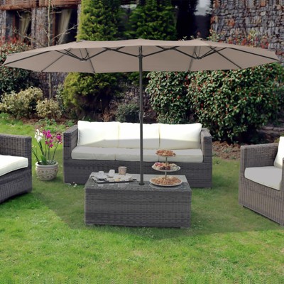 Outdoor Patio Umbrella, 15FT Double-Sided Rectangular Patio Umbrella, Oversized Outdoor Umbrella for Pool, Garden, Deck, Lawn, Market(No Base)