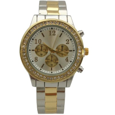 OLIVIA PRATT RHINESTONE BEZEL CHRONOGRAPH BANGLE WATCH