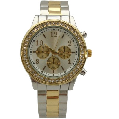 Olivia Pratt Rhinestone Bezel Chronograph Bangle Watch : Target