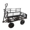 FURNIinspire Wheelbarrows And Lawn Carts Double Fence Utility  Cart Wagon Cart Garden Cart, Ideal For Outdoor Activities, Black, 41“*20"*39" - 2 of 4