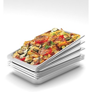 2/4/6 Inch Deeo Full-Size Hotel Pans. Commercial-grade stainless steel with anti-jam design for buffets, catering, and restaurant use - 1 of 4