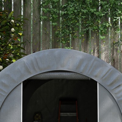 Gray 6' x 8' Portable Outdoor Storage Shed with PE Tarp