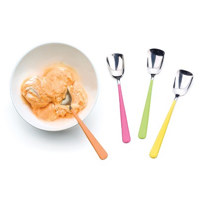 Stainless Steel Ice Cream Spoons with Colorful Handles, Set of 4
