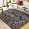 Vintage Area Rug Floral Printed Carpet Non Slip Oriental Distressed Floor Mat Washable Low Pile Indoor Carpet for Bedroom Kitchen Office - 2 of 4