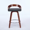 CAVINAS Mid-Century Swivel Bar Stools Set of 2,Low-Back Counter Stools with Padded PU Leather Seat,Wooden Barstools for Dining Room,25" Seat Height - 2 of 4