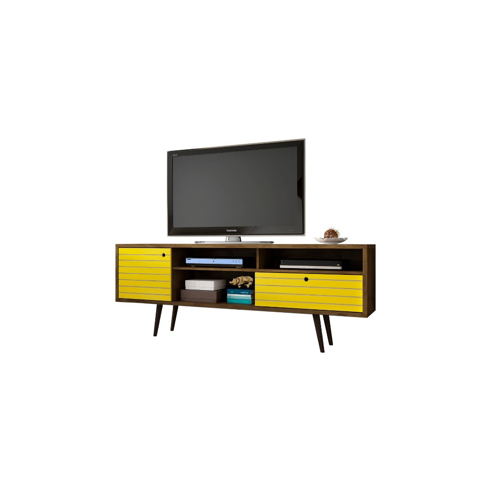 Photos - Mount/Stand Liberty 3 Shelf and 1 Drawer TV Stand for TVs up to 65" Rustic Brown/Yello