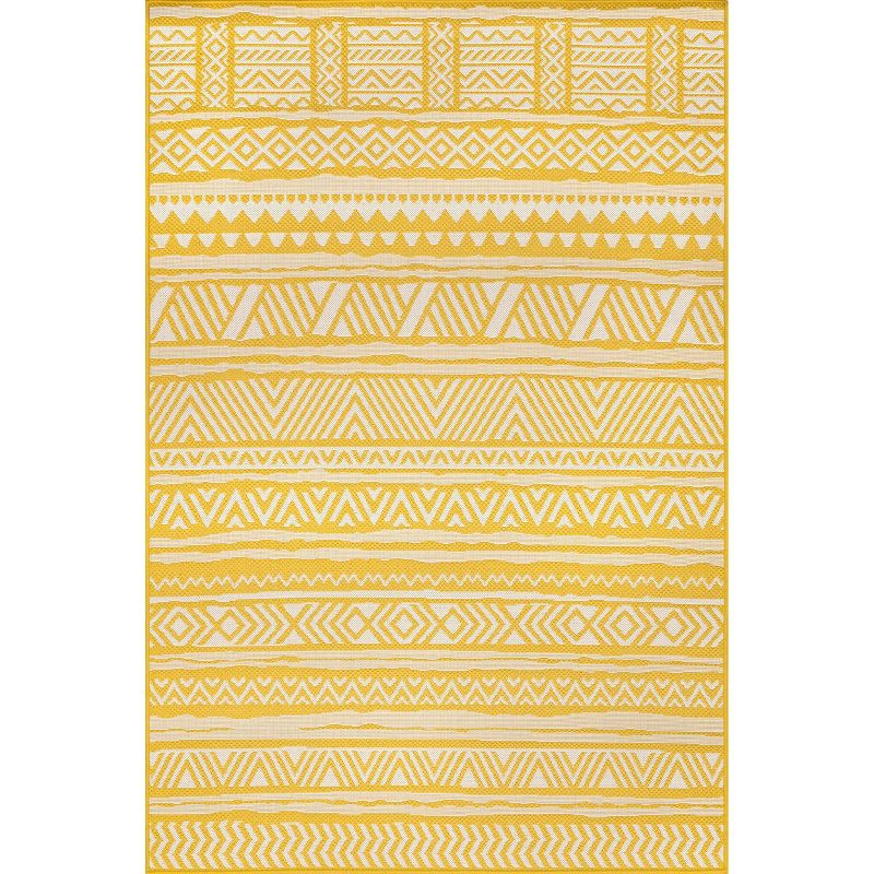 nuLOOM Abbey Tribal Striped Indoor/Outdoor Area Rug Yellow, 1 of 10