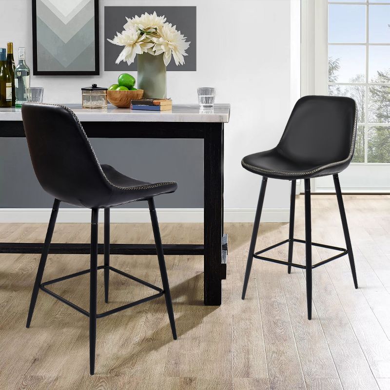 26" Edmund Upholstered Faux Leather Counter Height stool (Set Of 2) -The Pop Maison, 6 of 11