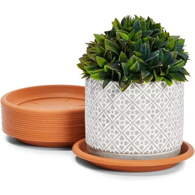 Farmlyn Creek 15 Pack Plastic Flower Pot Saucers, Drip Tray for Potted Plants, Round, Brown, 6"