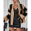 Coolmee Women Casual Contrast Striped V Neck Front Open Long Sleeve Loose Cardigan Outer Knitted Tops - 2 of 4