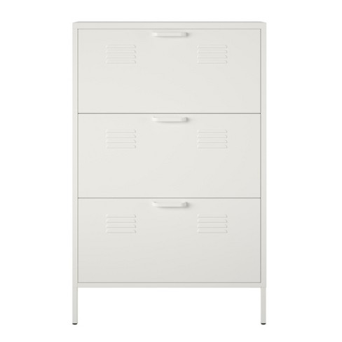 Yitahome  Metal Shoe Cabinet 3 Tiers For Entryway Shoe Storage In White