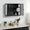 Wall Mounted Glass Cabinet, Modern Kitchen Wall Cabinet with Glass Door Metal Storage Cabinet - 4 of 4