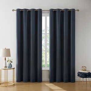 HLC.ME Sawyer Premium Luxurious Lush Velvet Soft Light Filtering Grommet Window Drapery Curtains - Set of 2 - 1 of 4