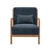 Natural Wooden Lounge Chair with Ribbed Corduroy Upholstery and Cushion for Living Room, Bedroom or Reading Corner-The Pop Home - 2 of 4