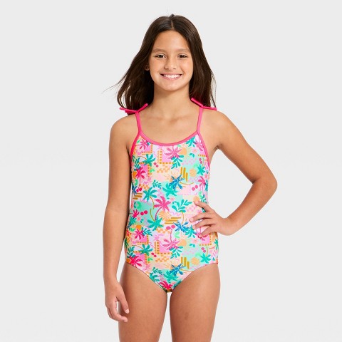 Cat & Jack Girls' Beach Vibes One Piece Swimsuit - Cat & Jack™ S