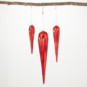 14"H, 10"H and 8"H Sullivans Red Finial Ornament - Set of 3, Red Christmas Ornaments - 1 of 2