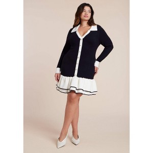 ELOQUII Contrast Tipping Flounce Mini Dress - 1 of 3