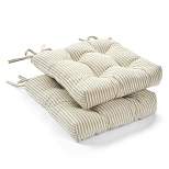 2pk Cotton Farmhouse Ticking Stripe Chair Pads - Lush Décor