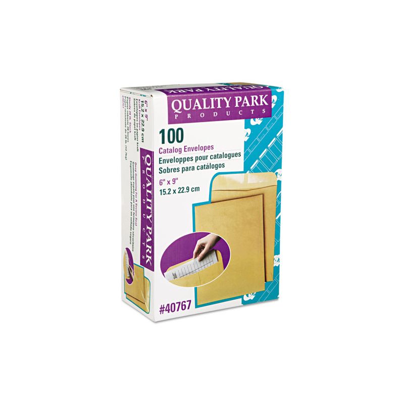 Quality Park Catalog Envelope, 28 lb Bond Weight Kraft, #1, Square Flap, Gummed Closure, 6 x 9, Brown Kraft, 100/Box, 3 of 5