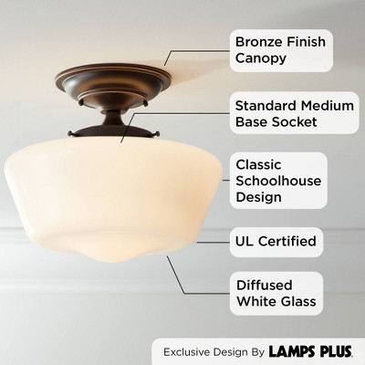 Bronze and White Glass Farmhouse Ceiling Light Fixture