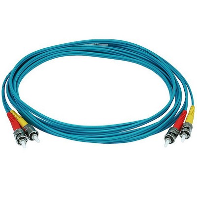 Monoprice Fiber Optic Cable - 3 Meter - Aqua | ST to ST, OM3, 50/125 Type, Multi Mode, 10Gb, Duplex