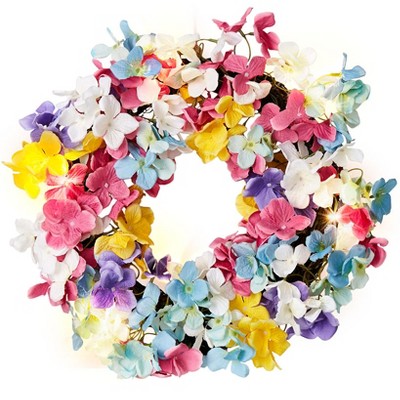 The Lakeside Collection Lighted Flower Wreaths - Colorful Summer