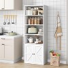 Garvee Farmhouse Bookcase with Doors 11.8in Deep Display Storage 23.6W x 71.4H Inches L-Shape Engineered Wood, White - 3 of 4