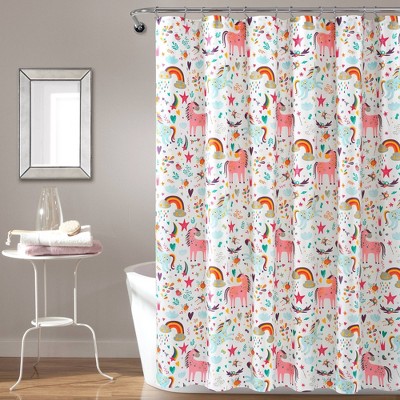 72"x72" Unicorn Heart Shower Curtain White - Lush Décor