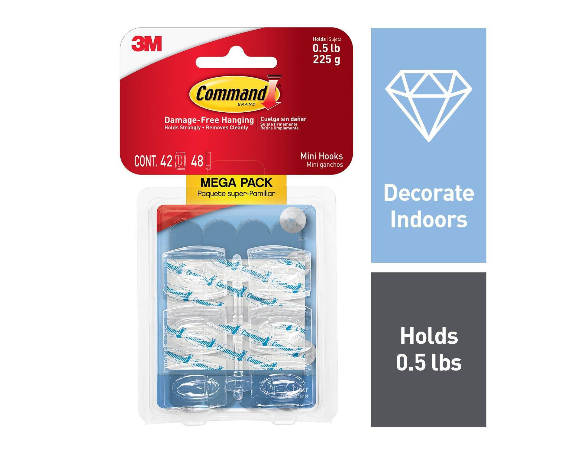 Command Mega Pack Damage-Free Hanging Clear Mini Hooks with Adhesive Strips