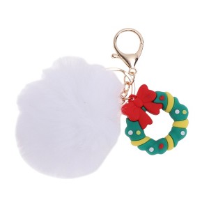 Unique Bargains Christmas Keychain with Double Ring and Lobster Clasp PVC Alloy Plush 1 Pc - 1 of 4