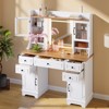 Vanity Desk with Mirror,  Power Outlet Makeup Vanity Table with 5 Drawers and 6 Storage Shelves, Large Extendable Dressing Table - 3 of 4