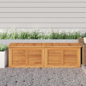 Garden Storage Box Warm Teak Solid teak wood, water-resistant PE bag - 1 of 4