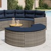 vidaXL - Patio Footstool with Cushion/Outdoor Ottoman Furniture - Gray Poly Rattan/Navy Blue Polyester Cushion - Garden, Patio, 20.5" x 29.1" x 15.7" - 2 of 4