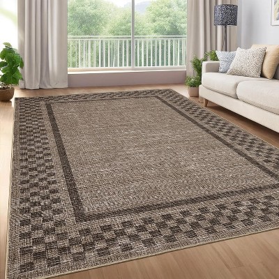 Washable Kitchen Runner Rug, Non-Slip, Soft Modern Low Pile Checkered Hallway Rug for Bedside, Bathroom, Living Room
