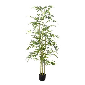 Artificial Bamboo Tree, Faux Bamboo Plants in Pot, Fake Bamboo Plant with Trunk and Lifelike Leaves, Floor Greenery Artificial Plant for Home - 1 of 4