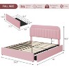 Bed Frame with 2 Flexible Drawers and Bookcase Headboard, Boucle Upholstered Platform Bed Easy Assembly, No Box Spring Needed - 4 of 4
